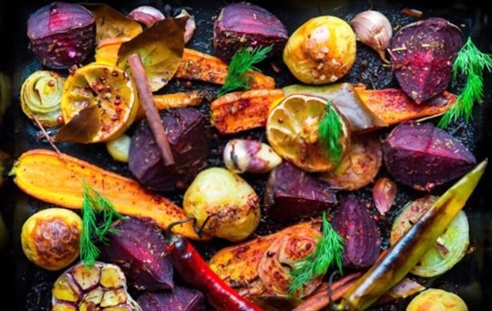 crispy over roasted vegetables