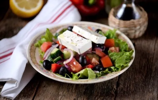 fresh greek salad with balsamic vinaigrette