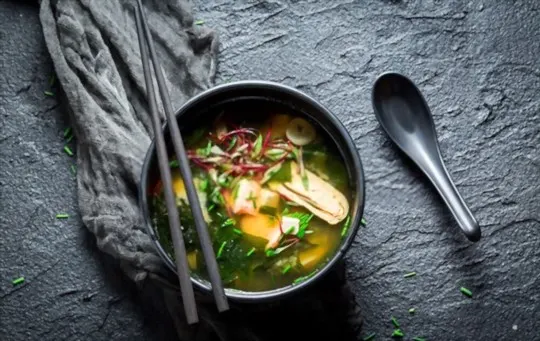 miso soup with assorted vegetables