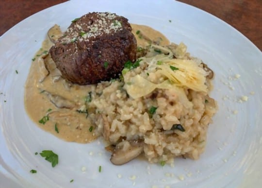 steak and mushroom risotto