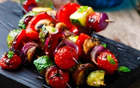 grilled vegetables on a skewer