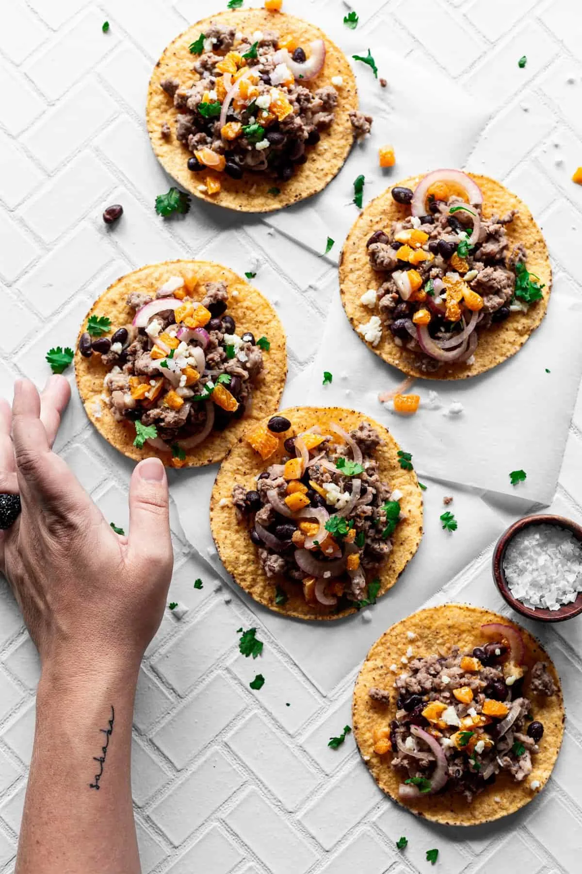 Mojo pork tostada recipe
