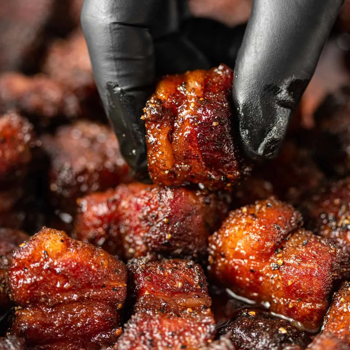 Pork belly burnt ends square