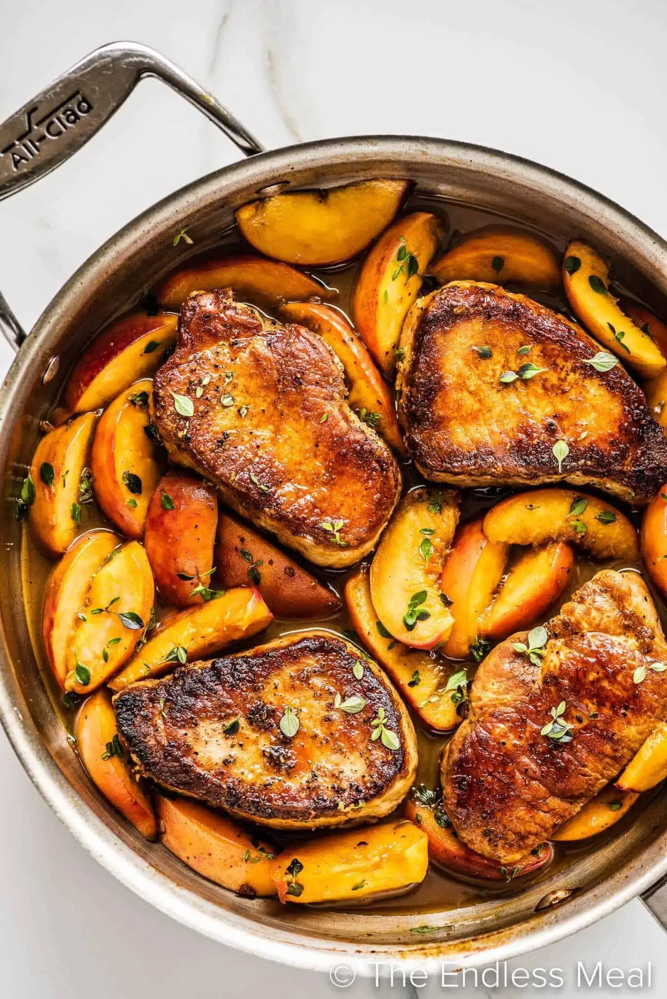 Pork chops peaches