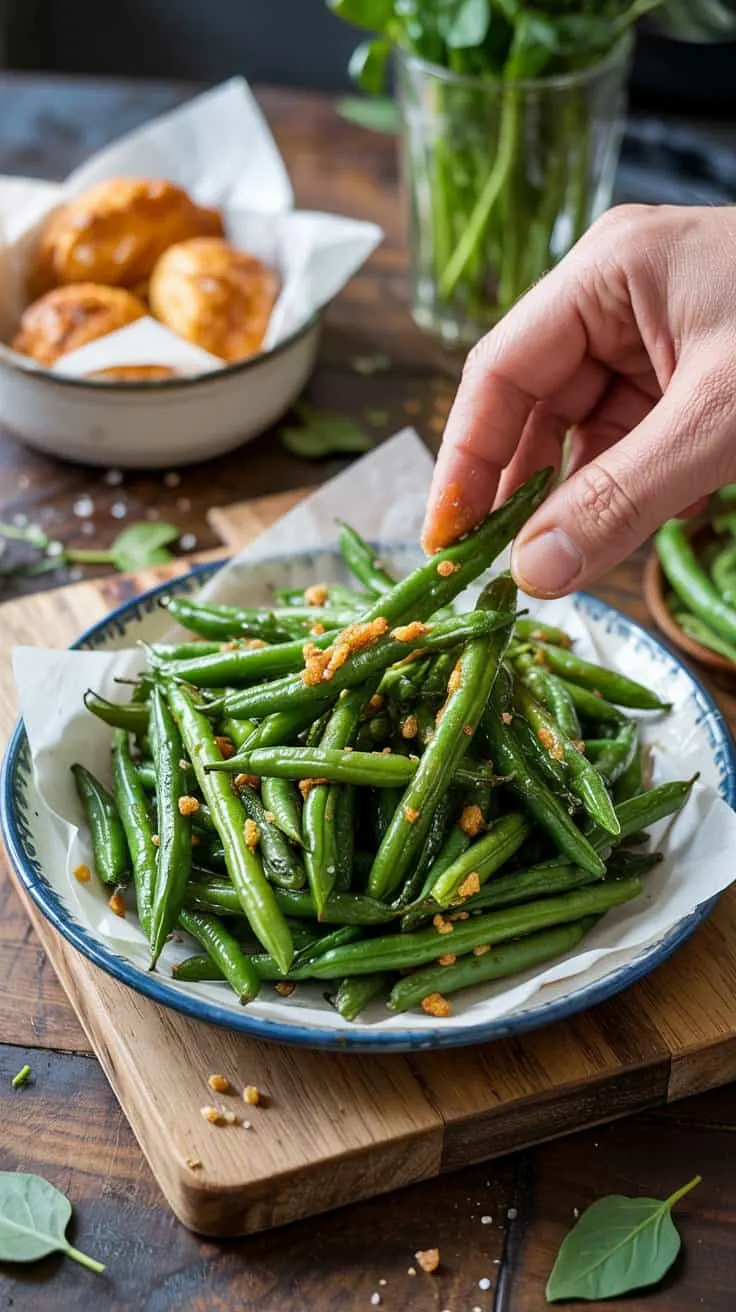 Crispy air fryer green beans green bea