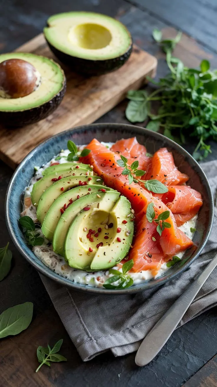 Avocado and smoked salmon breakfast bo