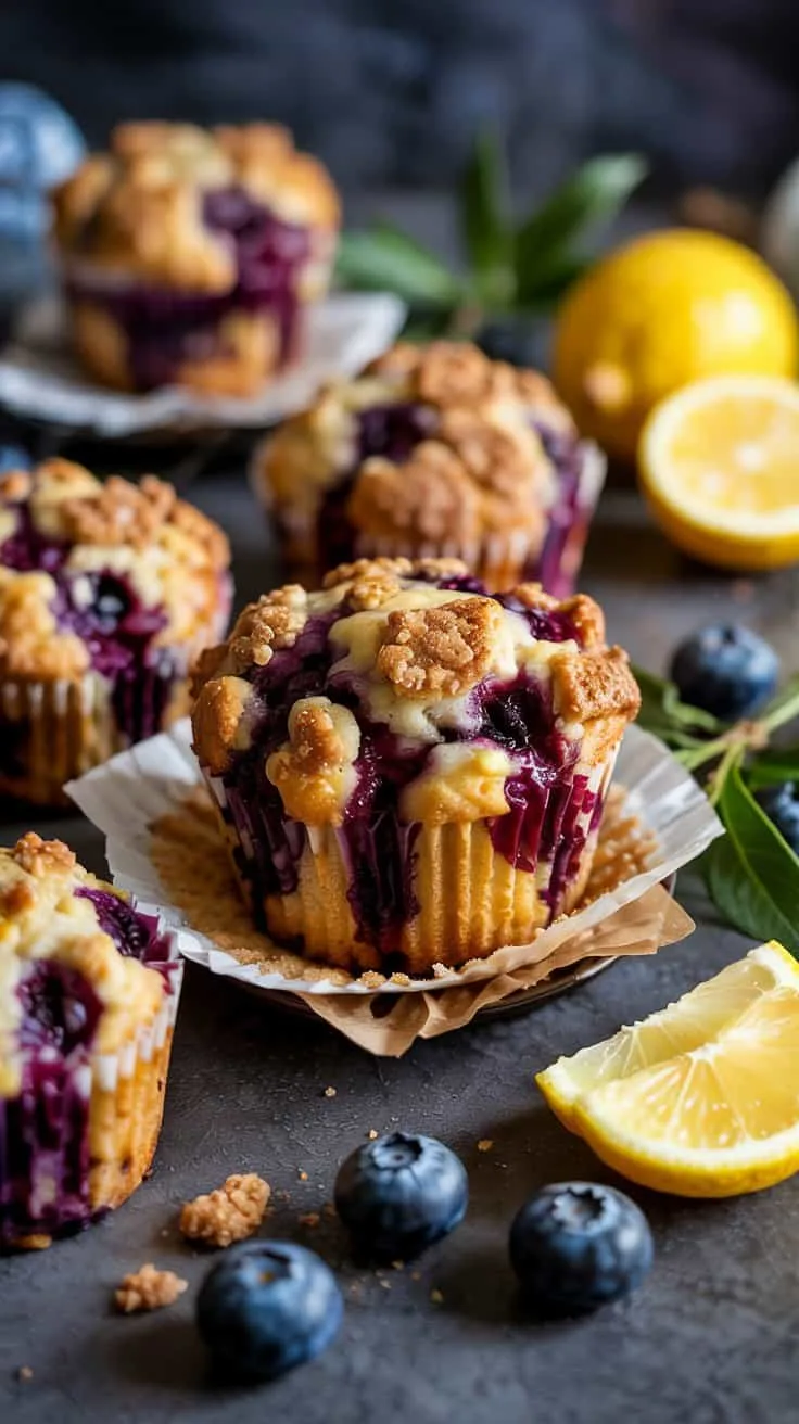 Blueberry lemon streusel muffins these