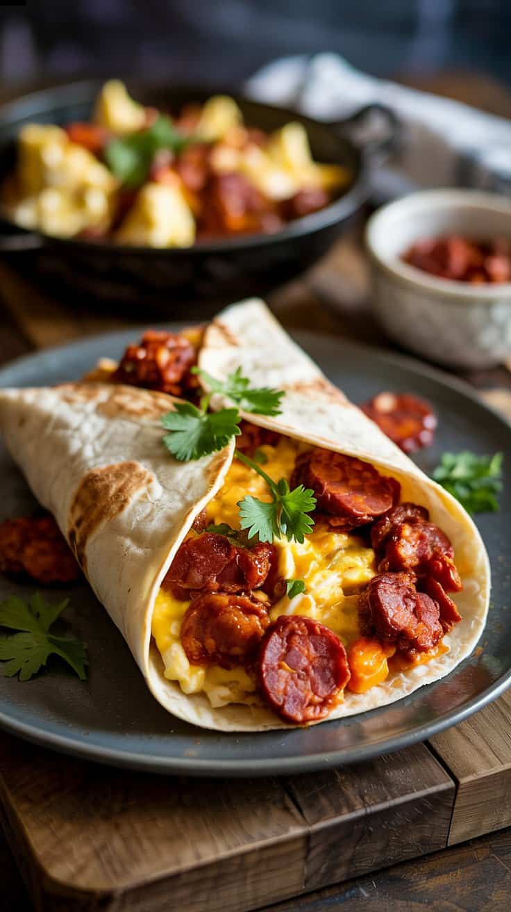 Classic chorizo and egg breakfast burr