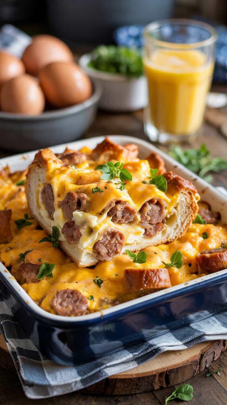 Classic sausage and cheese breakfast