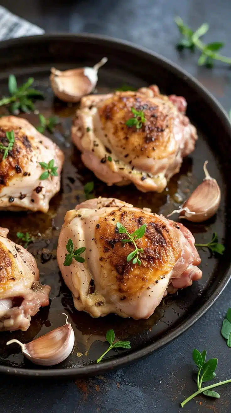 Garlic butter baked chicken thighs thi
