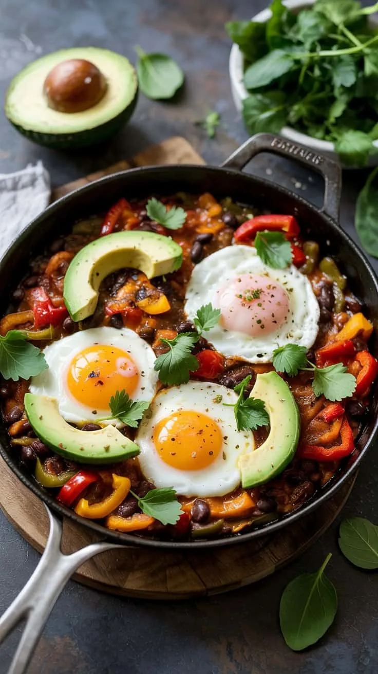 Southwest breakfast skillet with black