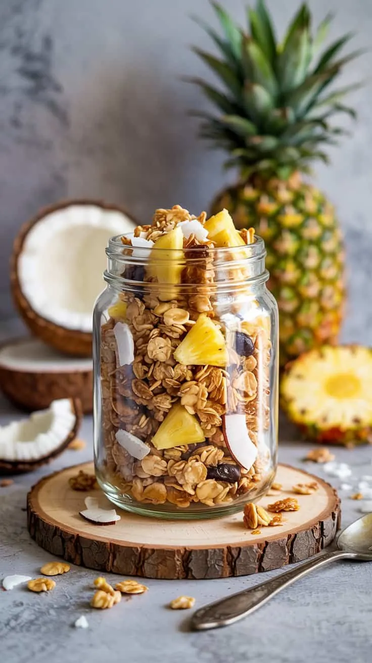 Tropical coconut pineapple granola th