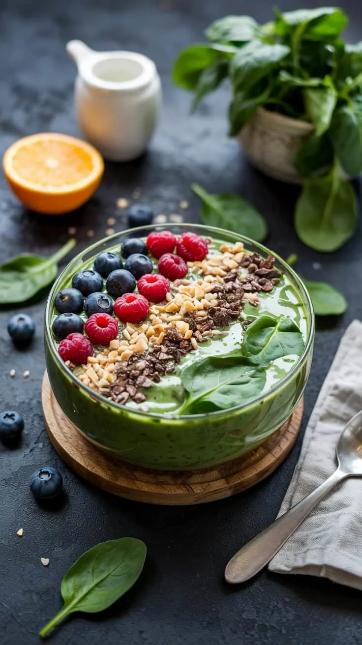 High protein smoothie bowl with spina dndzuja