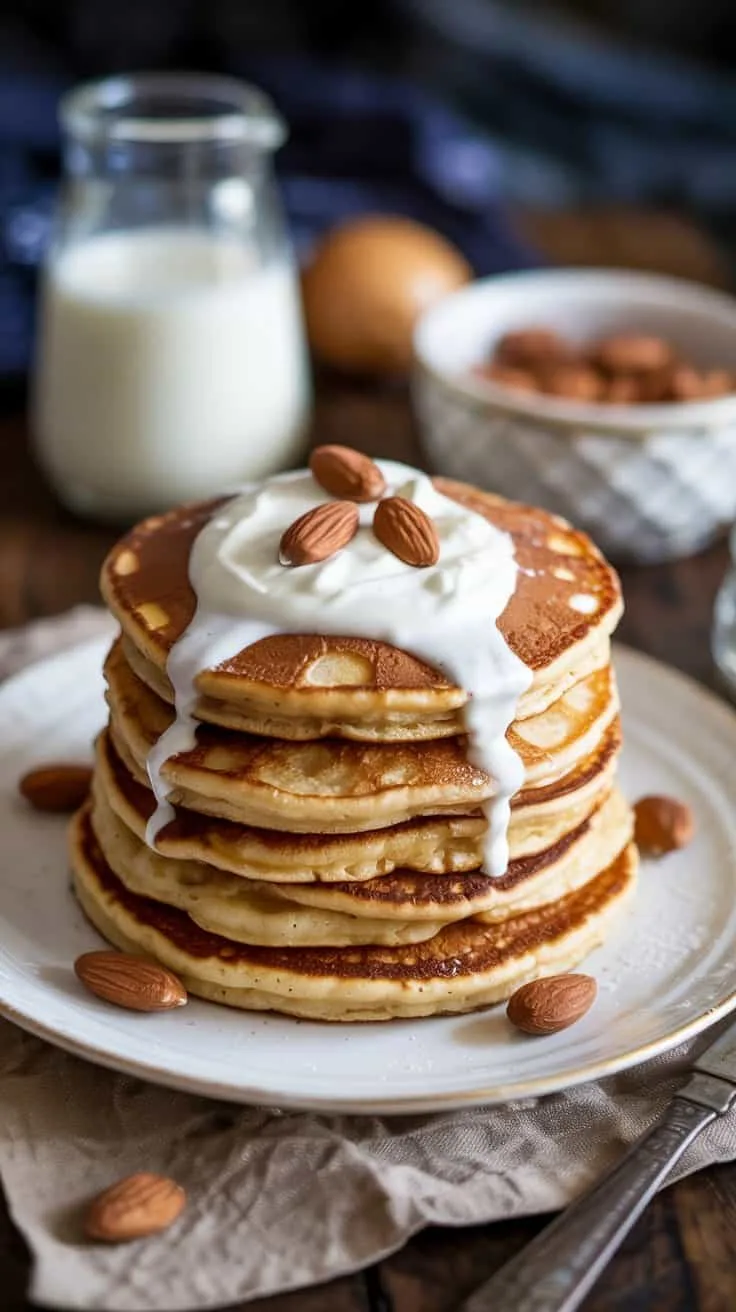 Almond flour pancakes with greek yogu