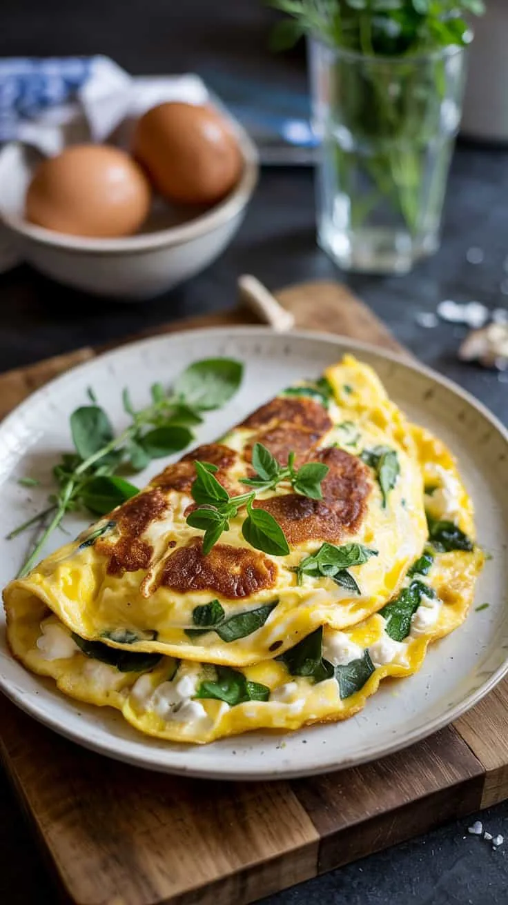 Cottage cheese and fresh herb omelett