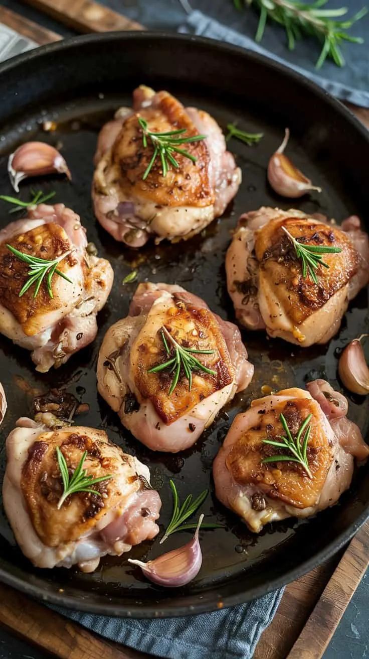 Crispy skillet chicken thighs with ga