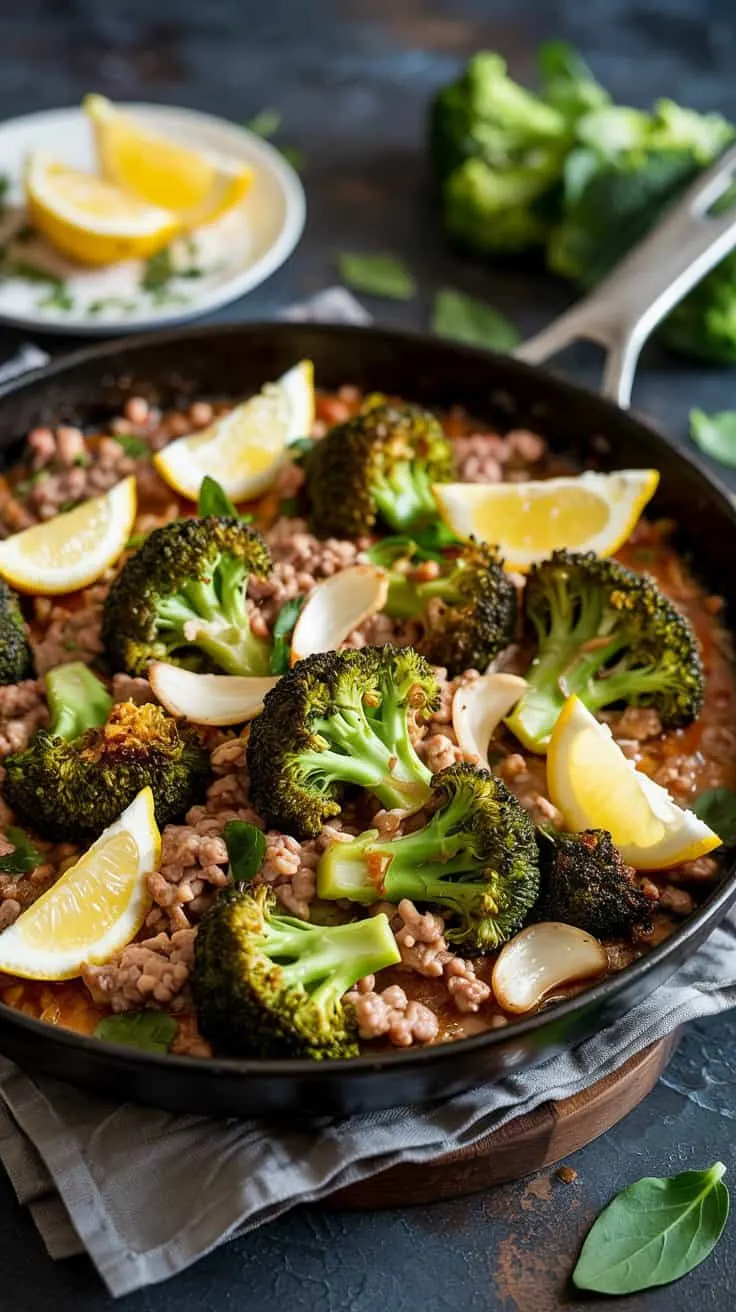 Ground turkey and broccoli skillet wi