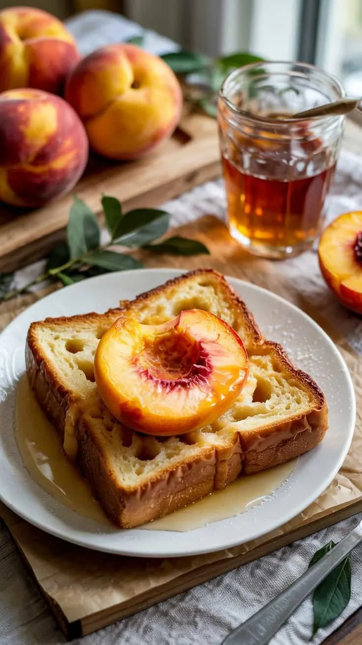 Peach and honey baked french toast th 92oa