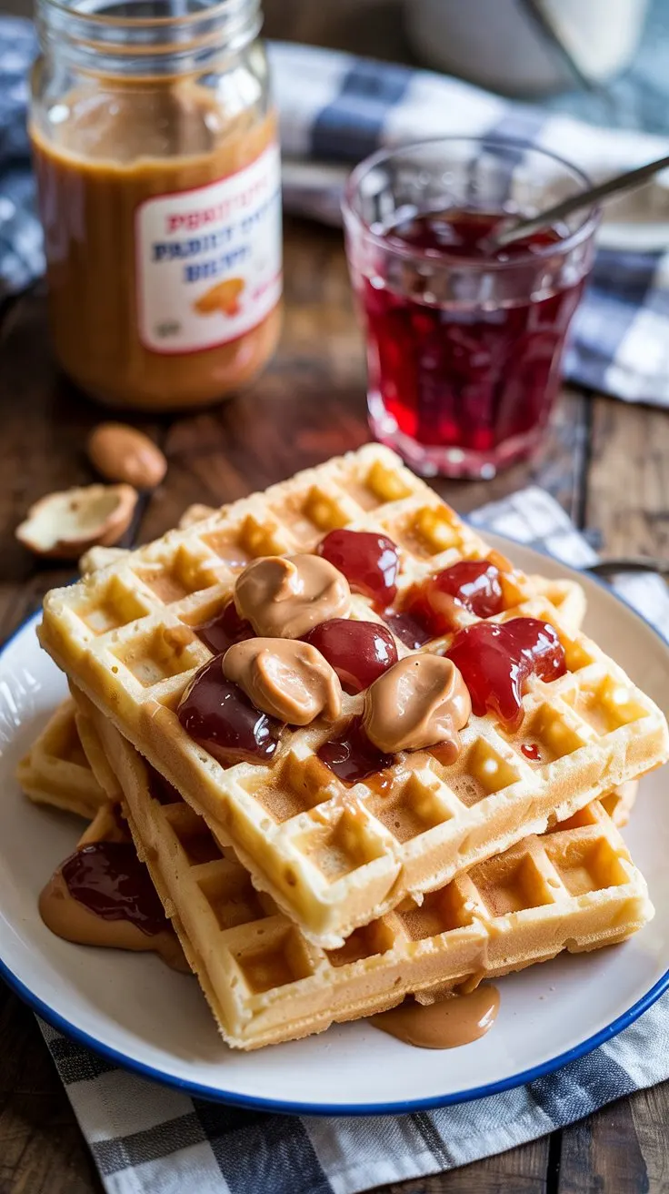 Peanut butter and jelly waffles peanu mdvrmy