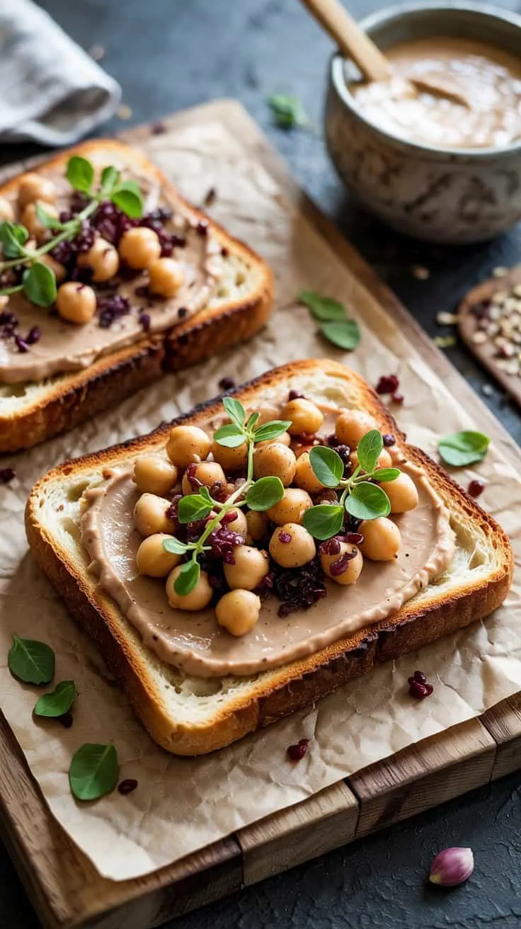 Tahini zaatar roasted chickpea toast