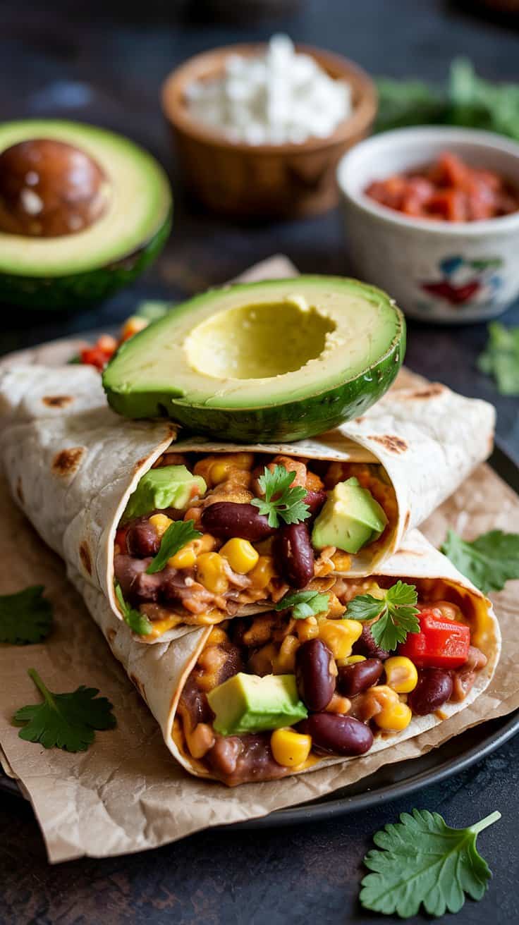 Vegan southwest breakfast burrito wit