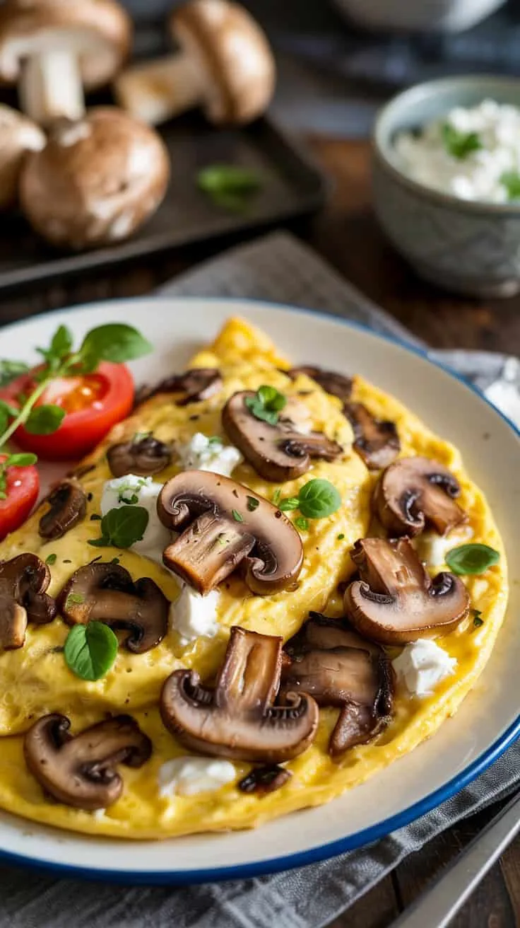 Mushroom and goat cheese omelette thi