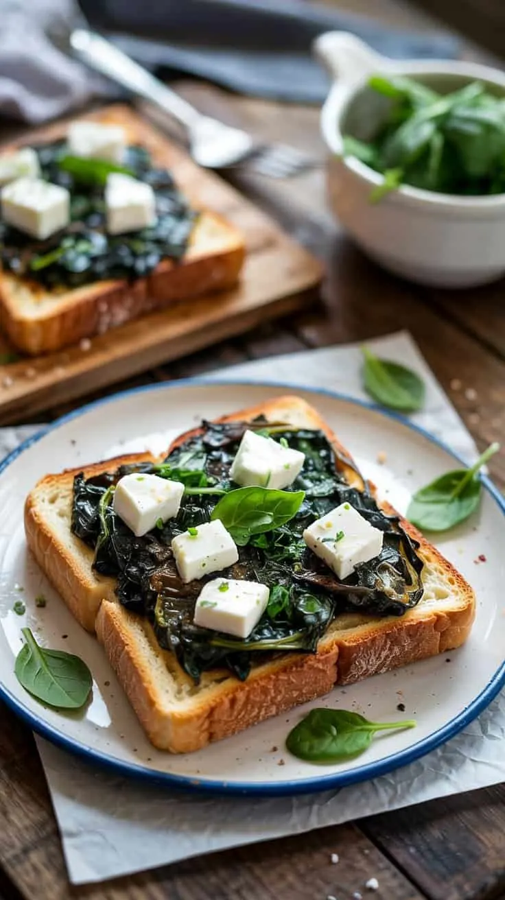 Sauteed spinach feta toast this toast