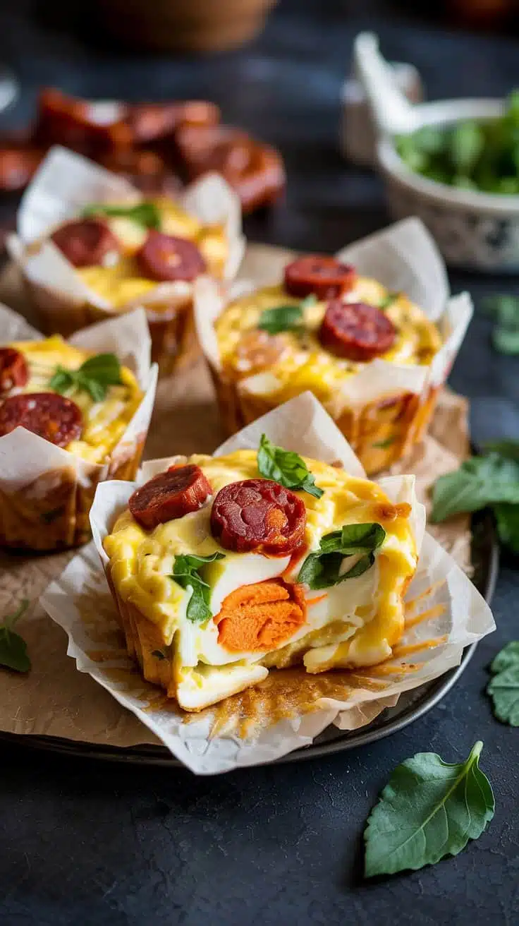 Smoky paprika and chorizo egg muffins