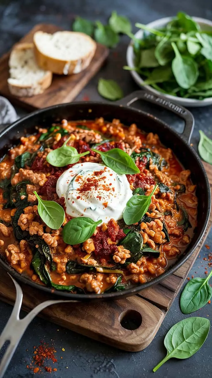 Spicy ground turkey and spinach skill 0a spp