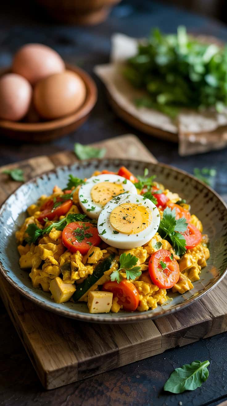 Tofu scramble with turmeric and veget qfew xa