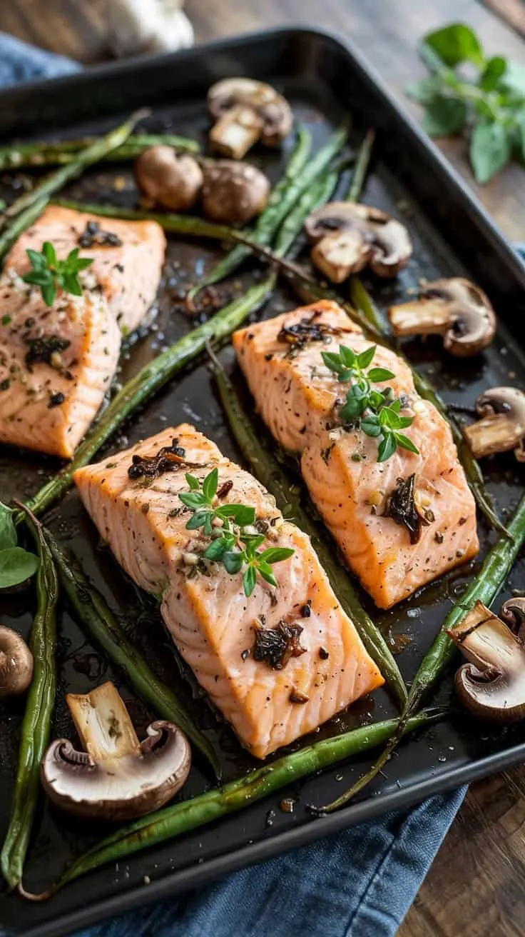 Sheet pan herb salmon with garlic roa oxy1v