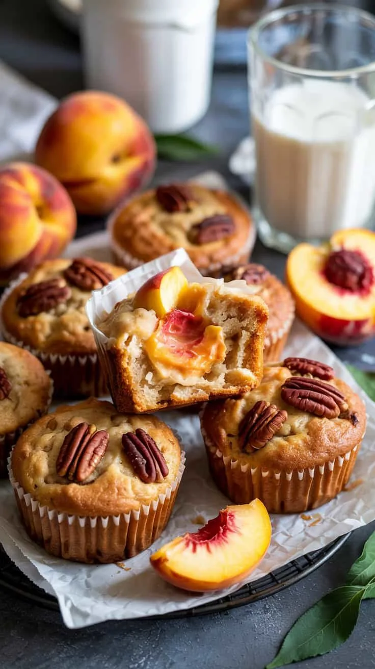 Peach and pecan muffins these peach a ez