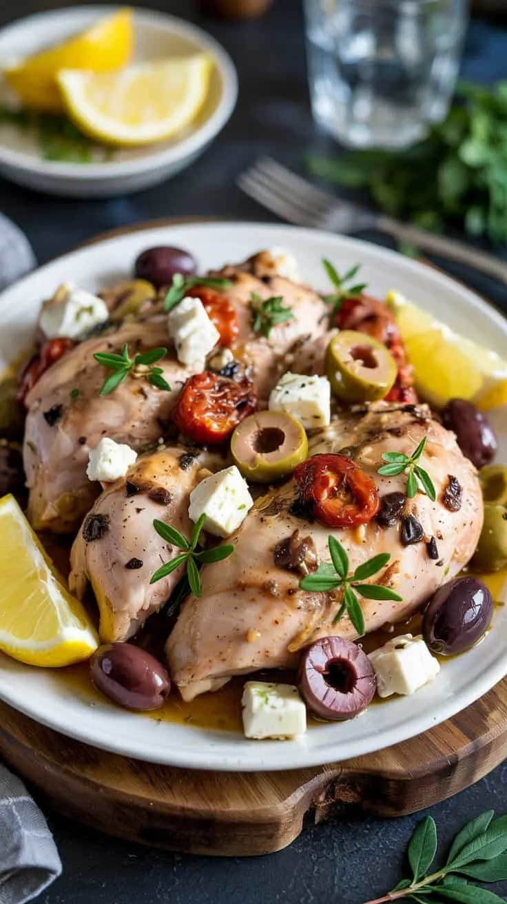 Slow cooker greek chicken with olives