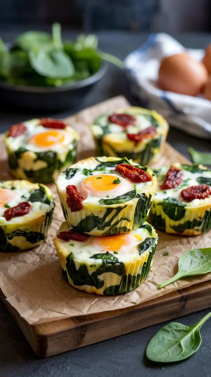 Egg muffins with spinach and sun drie
