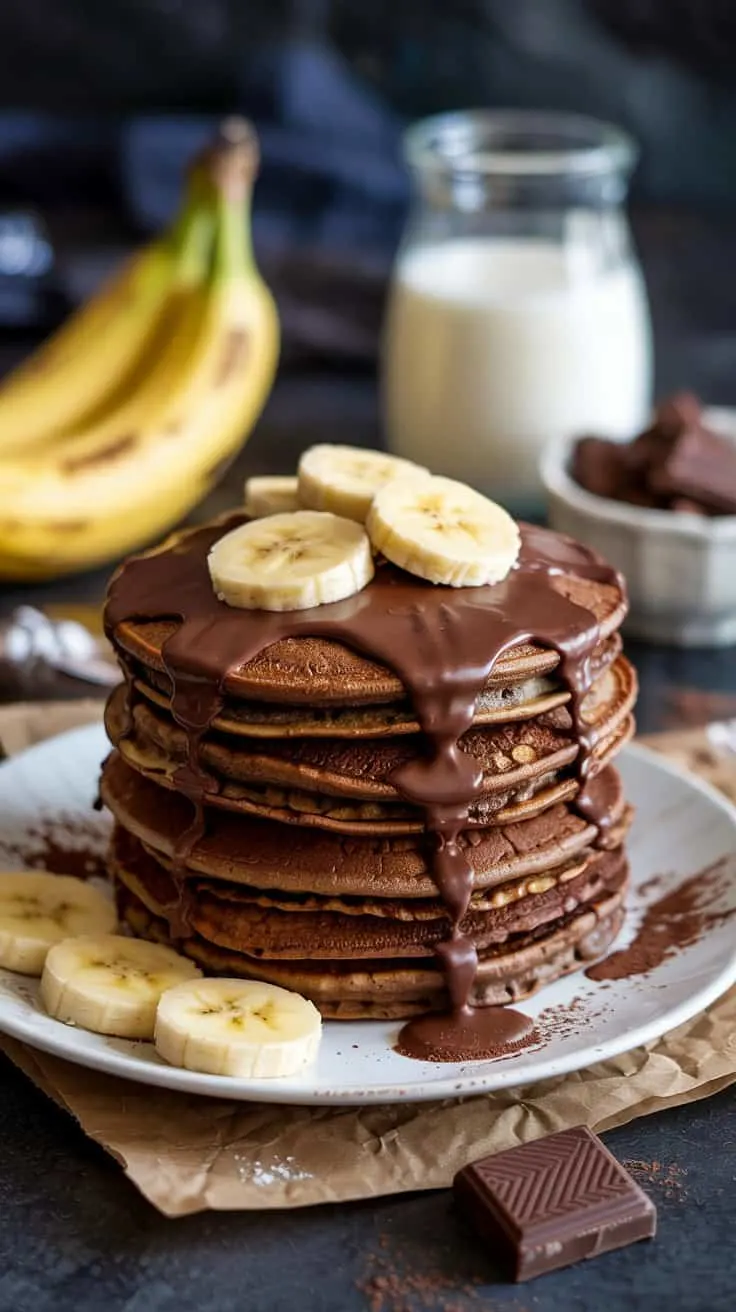 Chocolate banana pancakes chocolate b fk9ztq