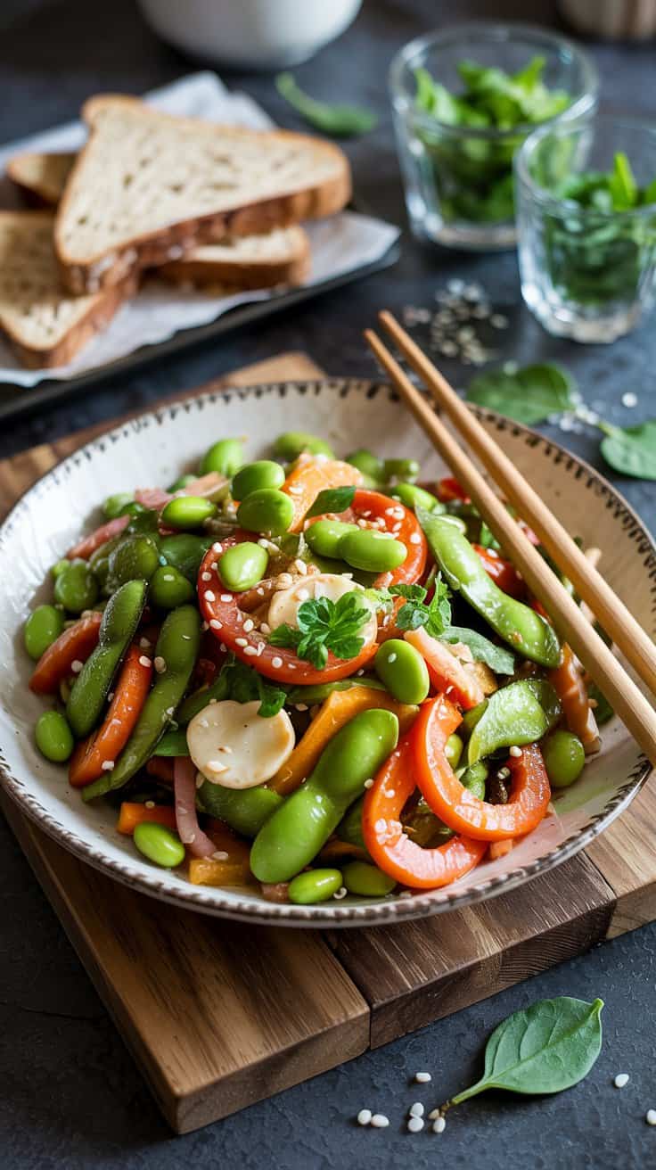 Edamame and veggie breakfast stir fry n4djg