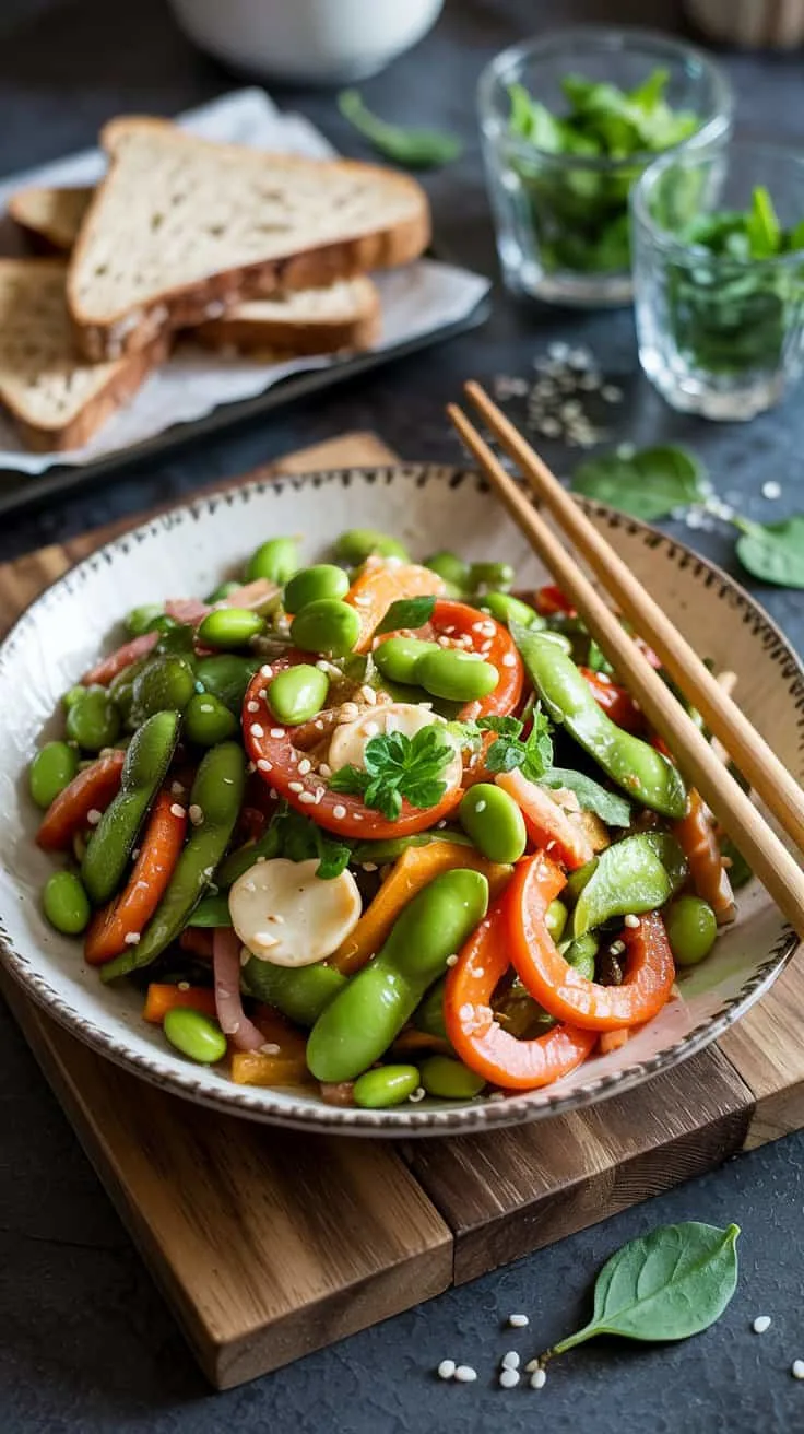 Edamame and veggie breakfast stir fry n4djg