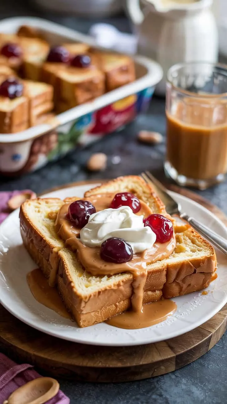 Peanut butter jelly baked french toas