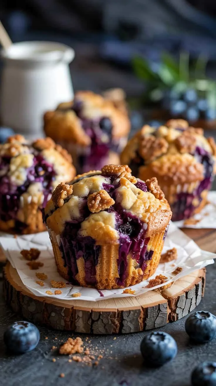 Blueberry muffins with cinnamon streu