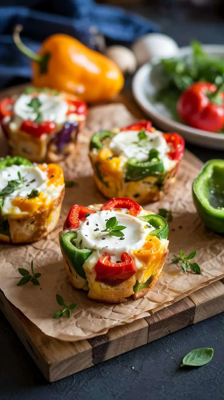 Peppers and goat cheese egg muffins t