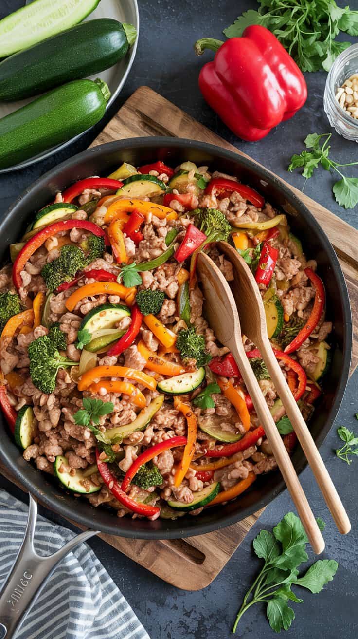 Ground turkey and vegetable skillet