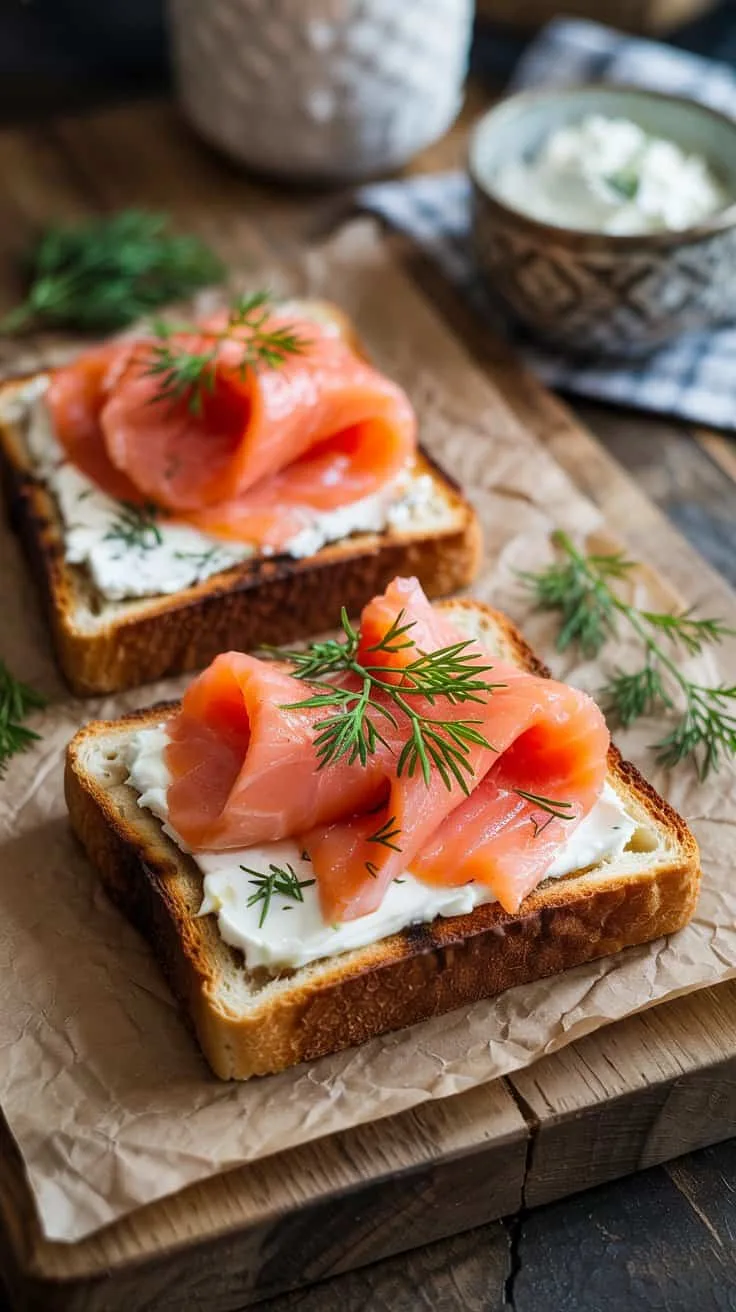 Smoked salmon cream cheese dill toast z
