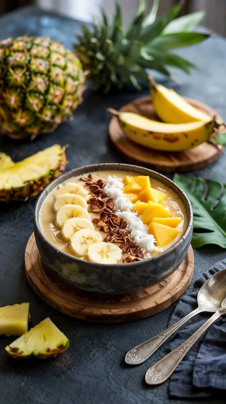 Tropical mango pineapple smoothie bowl lzq