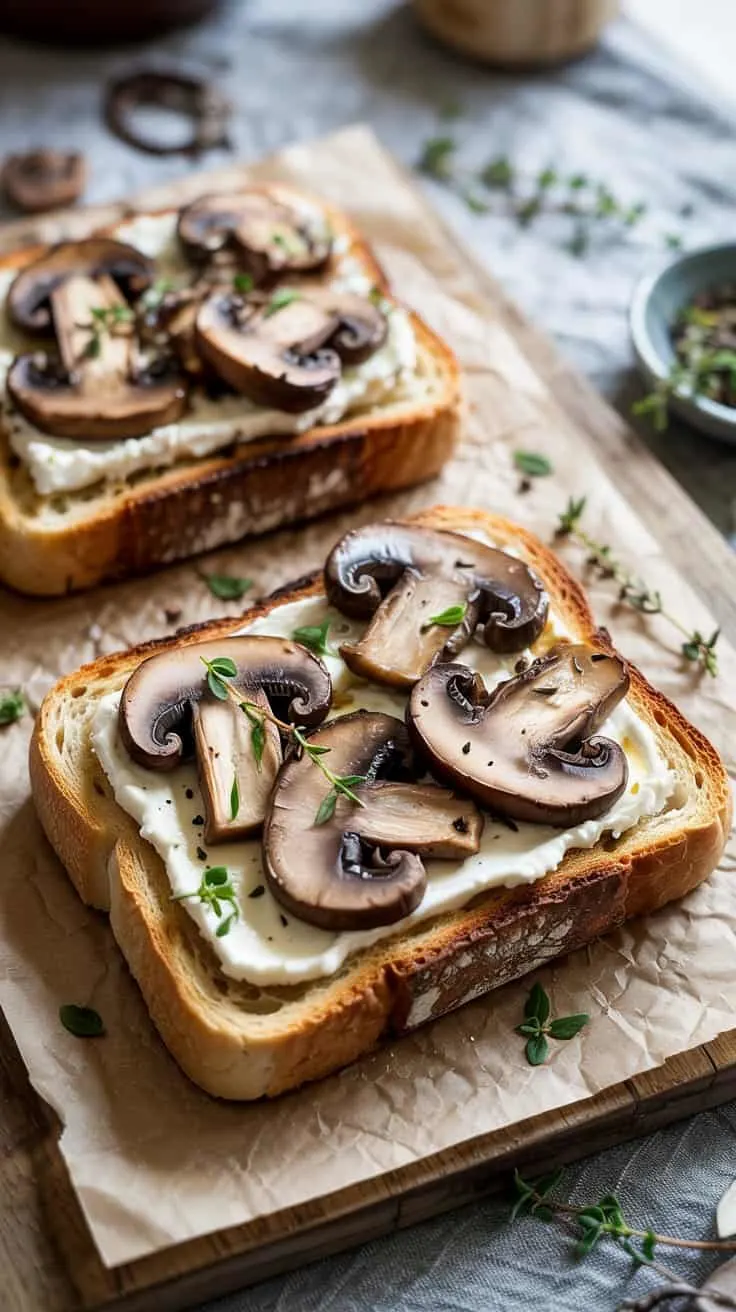 Mushroom goat cheese toast with thyme rzz s9wxrd