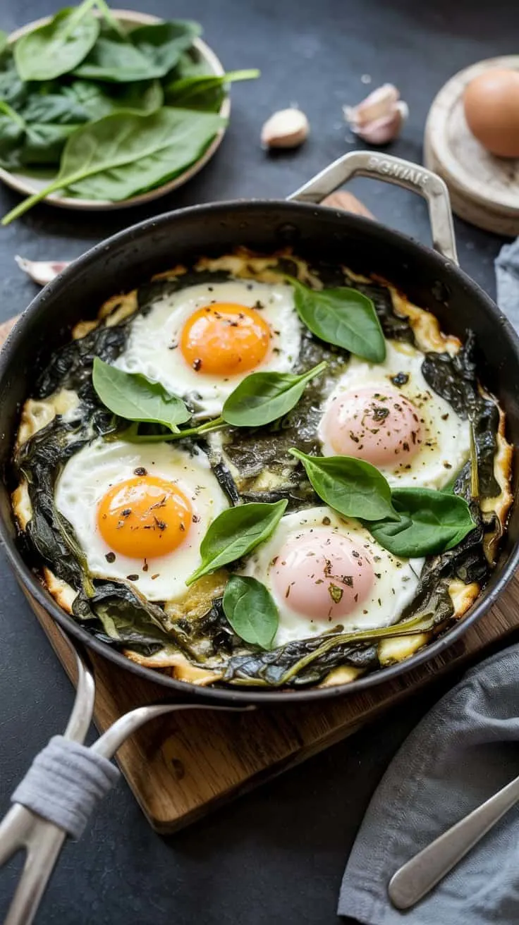 Spinach and feta egg skillet bake this