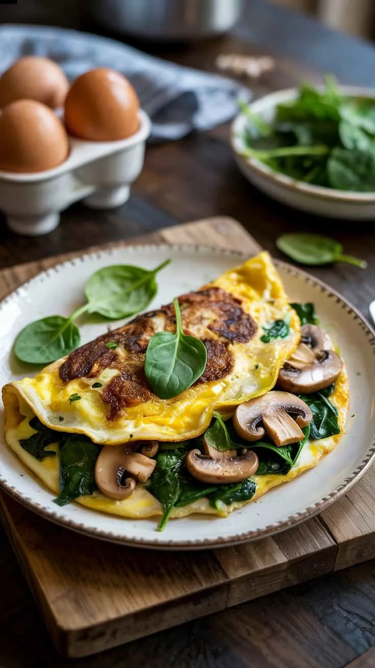 Vegetable stuffed spinach mushroom ome f shrremrp6 3s a57 kpg