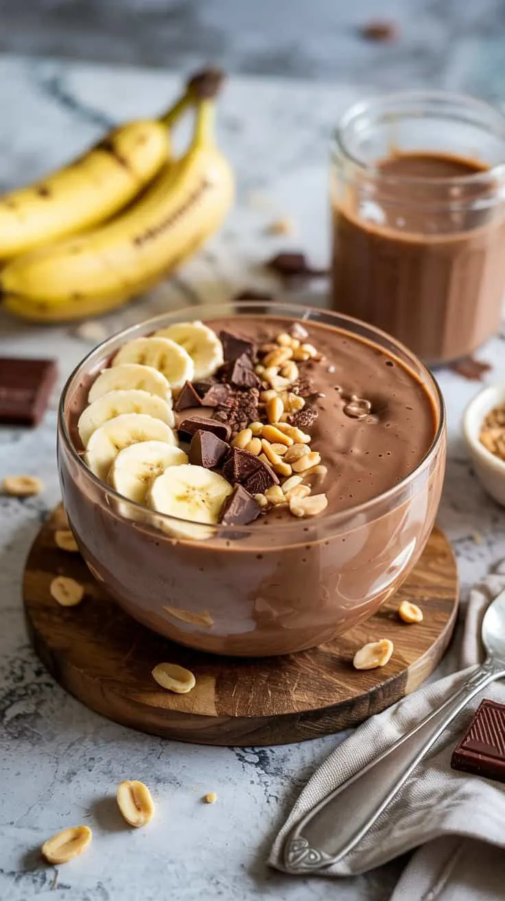 Peanut butter chocolate smoothie bowl