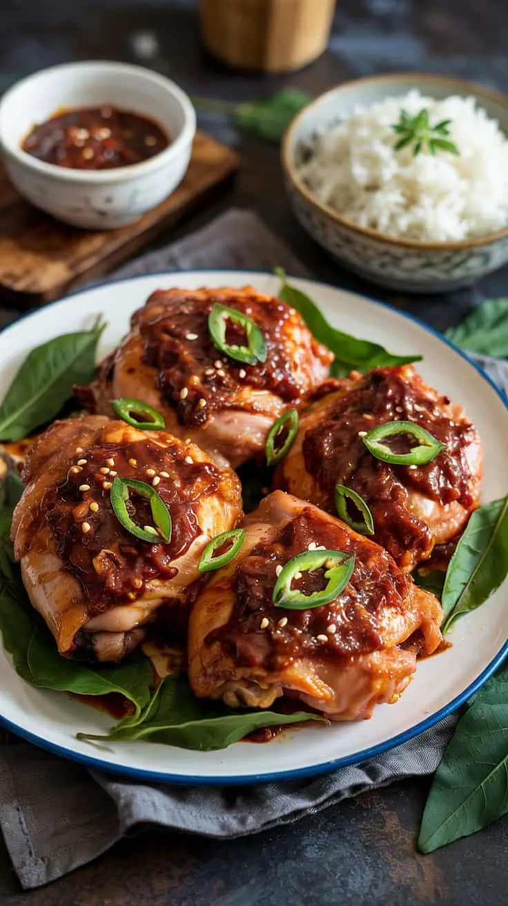 Spicy korean gochujang chicken thighs