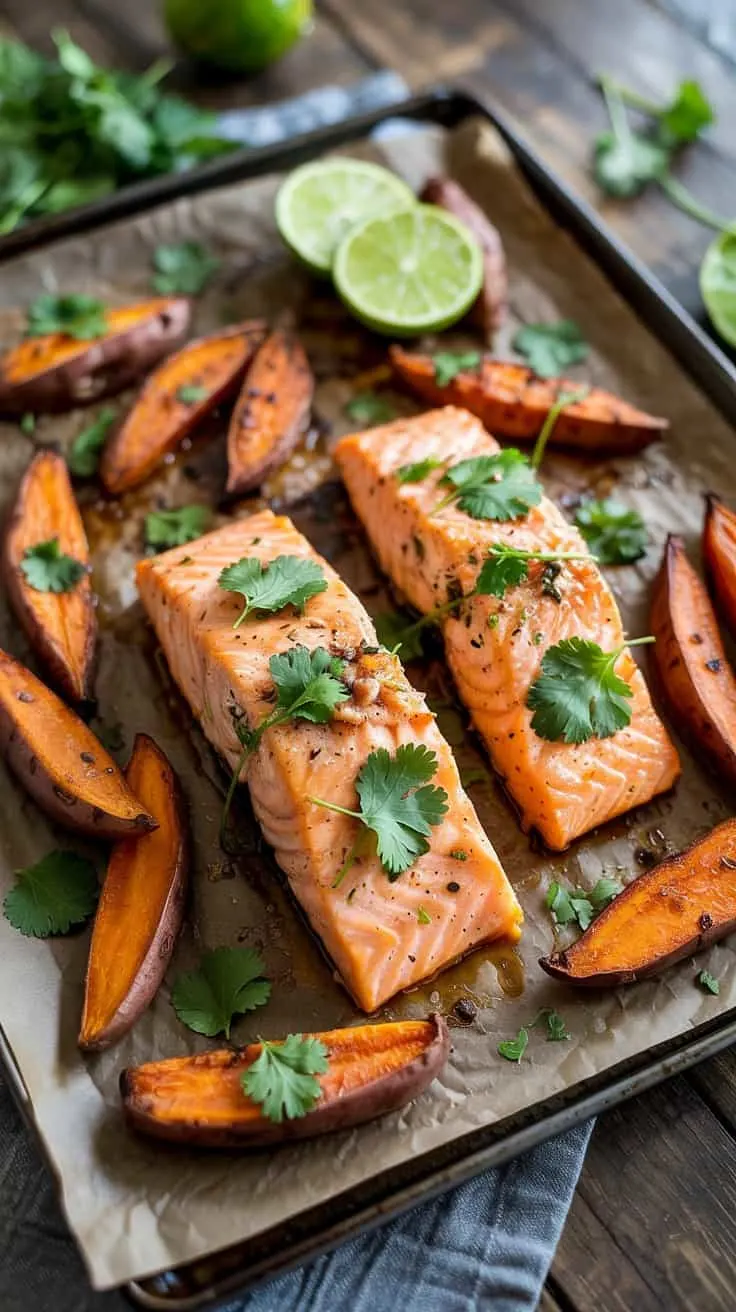 Cilantro lime salmon and sweet potato