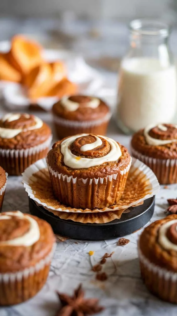 Pumpkin spice muffins with cream chees